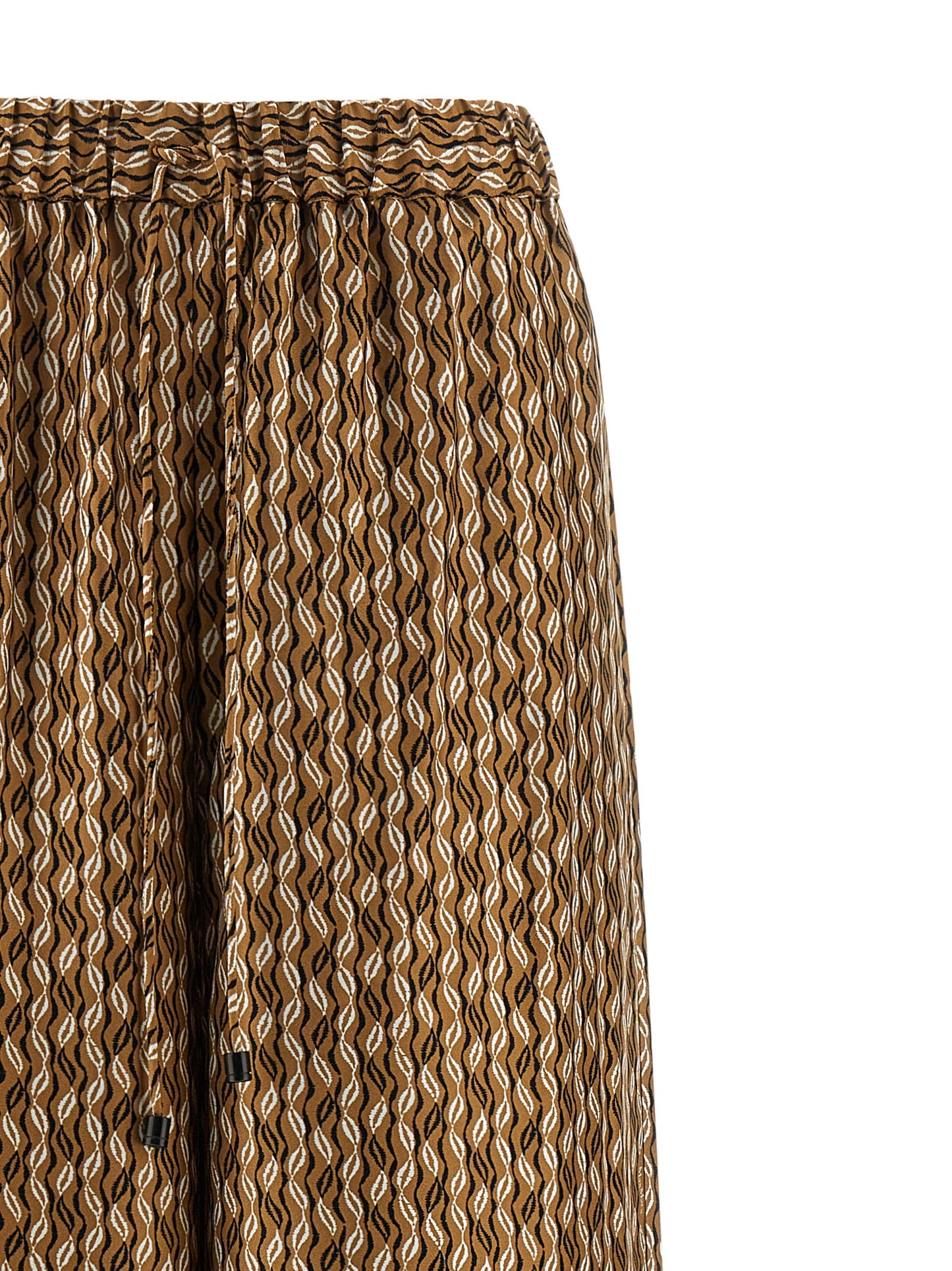 Casual Pants by Max Mara for women in silk twill brown, patterned & print features an sartorial straight-leg & wide and long with a high rise cut for a sartorial finish.
