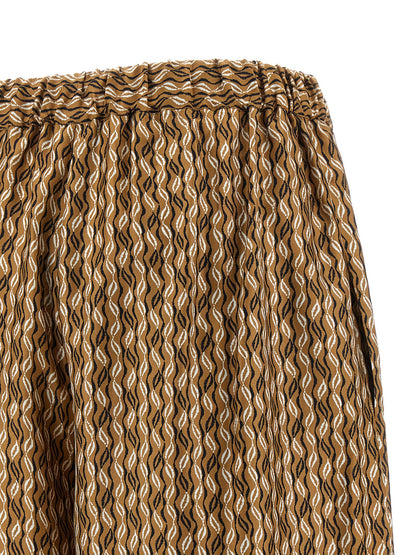 Casual Pants by Max Mara for women in silk twill brown, patterned & print features an refined tailoring silhouette, showcasing a premium straight-leg & wide with a high rise and long cut for a refined tailoring look.