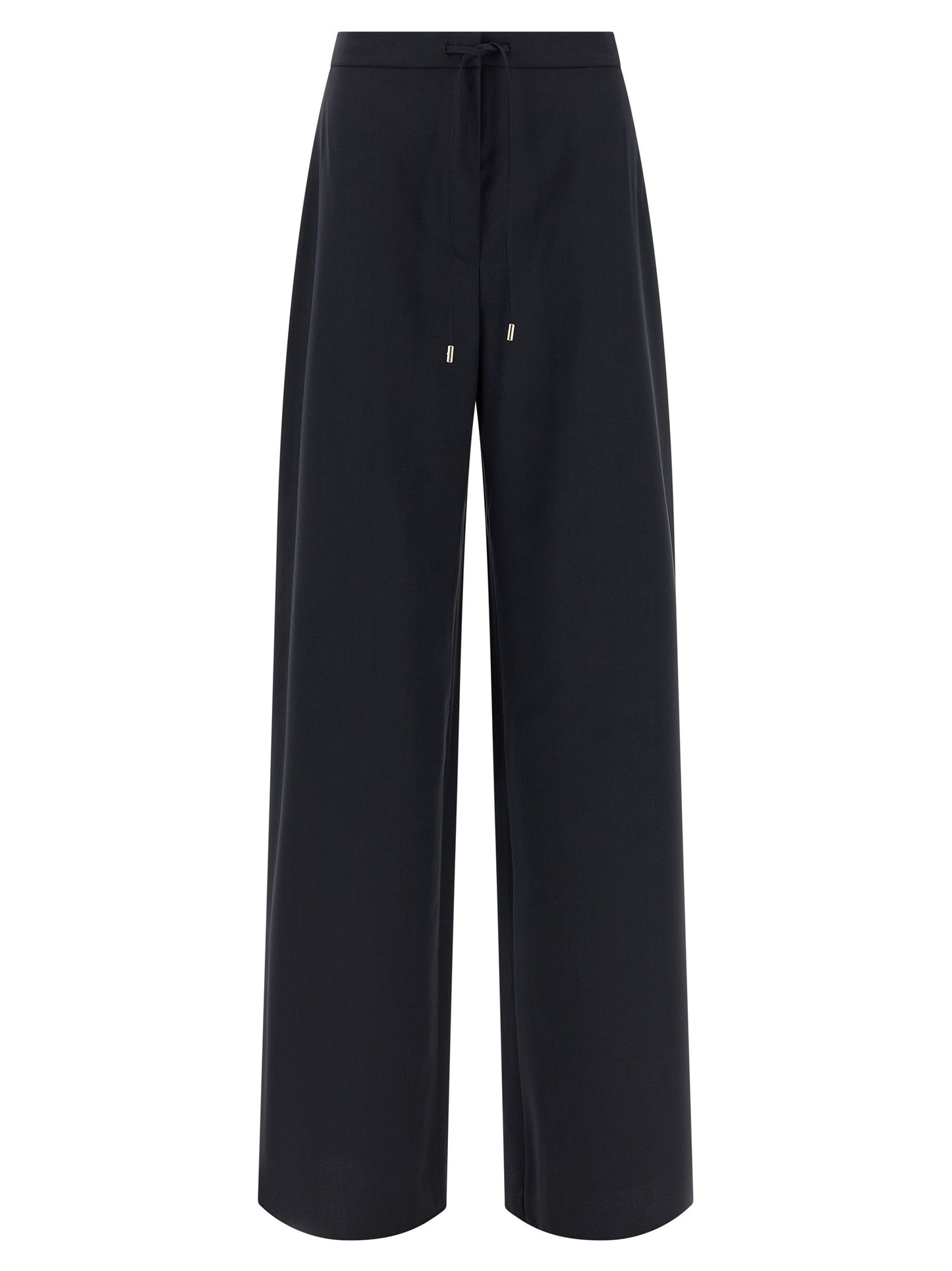 Trousers by Max Mara for women in virgin wool blue features an on trend silhouette, showcasing a sophisticated wide with a long and for an on trend finish.
