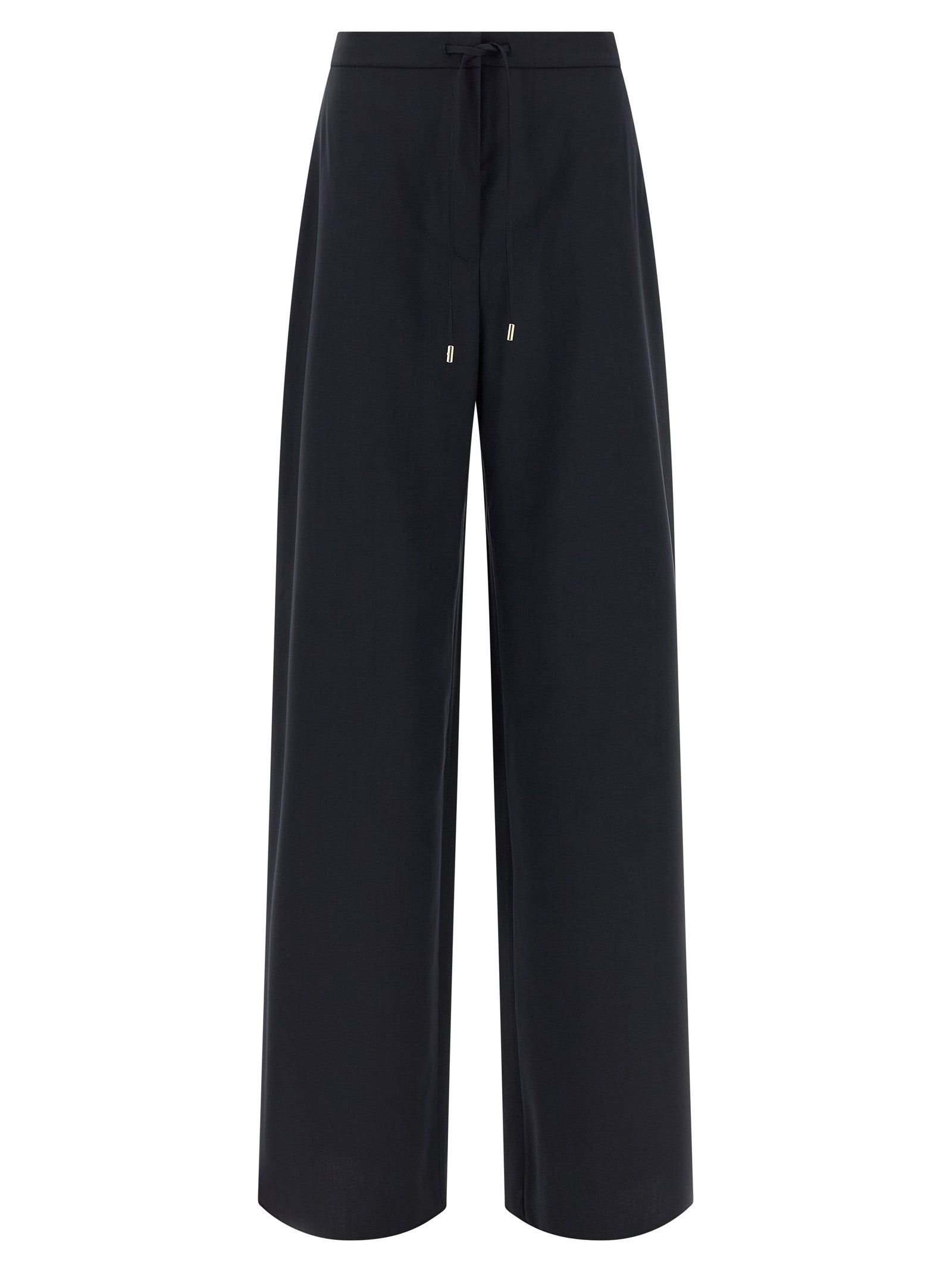 Trousers by Max Mara for women in virgin wool blue features an on trend silhouette, showcasing a sophisticated wide with a long and for an on trend finish.