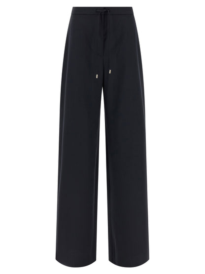 Trousers by Max Mara for women in virgin wool blue features an on trend silhouette, showcasing a sophisticated wide with a long and for an on trend finish.