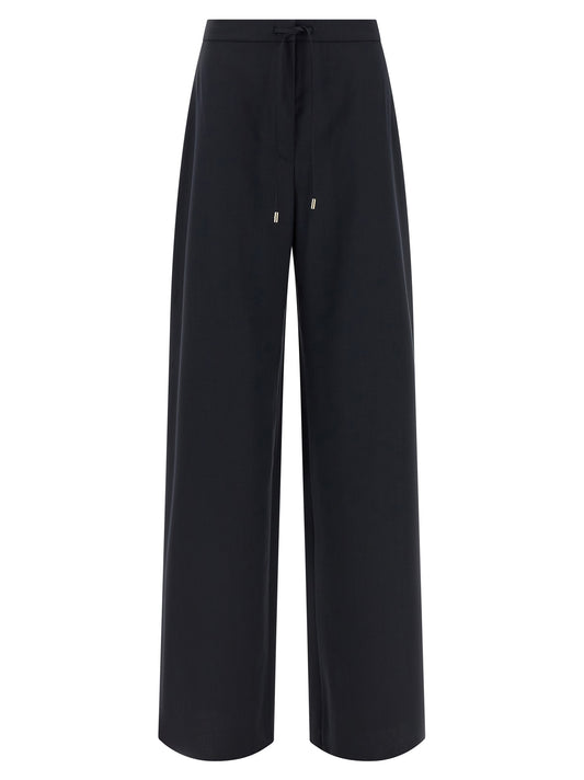 Trousers by Max Mara for women in virgin wool blue features an on trend silhouette, showcasing a sophisticated wide with a long and for an on trend finish.