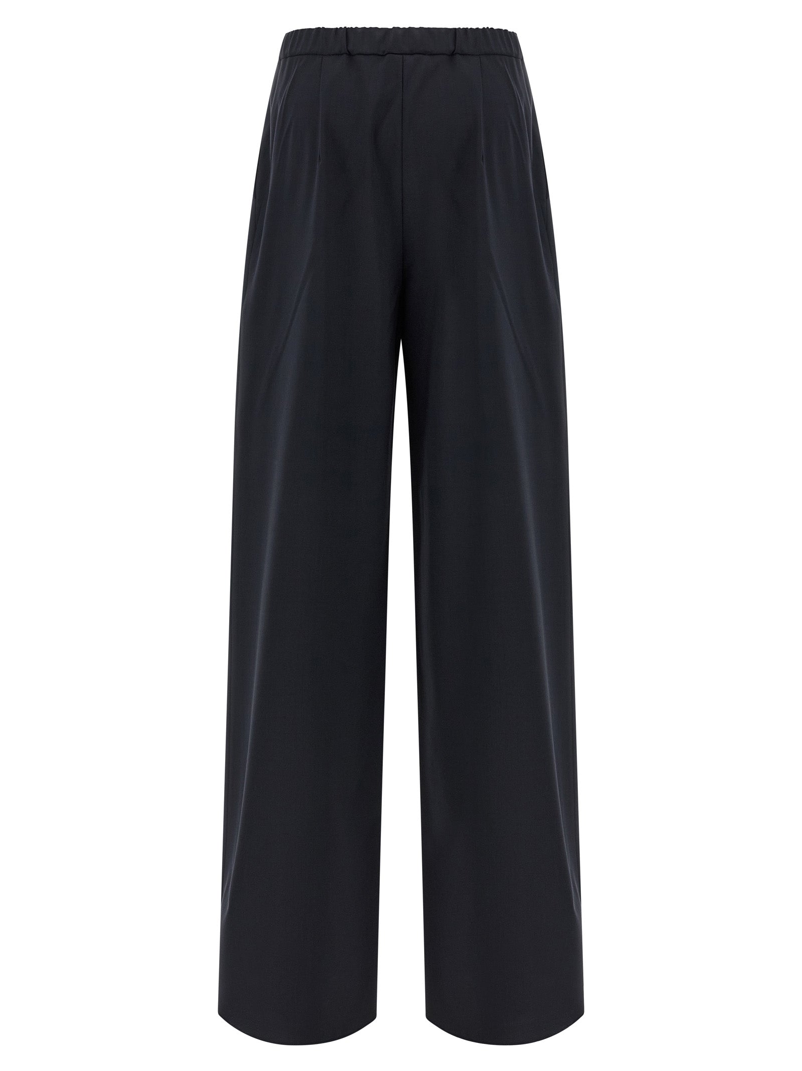 Trousers by Max Mara for women in virgin wool blue features a artisanal silhouette, showcasing a sophisticated wide with a long and for a artisanal finish.