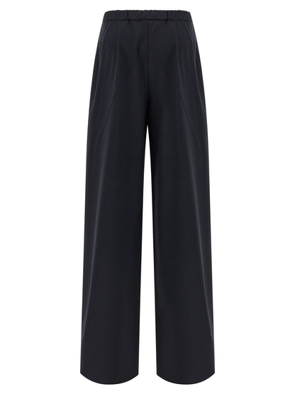 Trousers by Max Mara for women in virgin wool blue features a artisanal silhouette, showcasing a sophisticated wide with a long and for a artisanal finish.