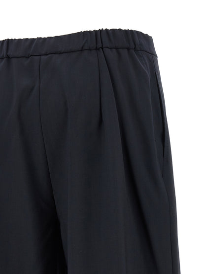 Trousers by Max Mara for women in virgin wool blue presents a perennial silhouette, meticulously tailored with a wide cut, long finish, and an elegant .