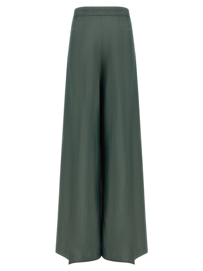 Trousers by Max Mara for women in virgin wool & silk bicolour & green presents a perennial silhouette, meticulously tailored with a straight-leg cut, long finish, and an elegant .