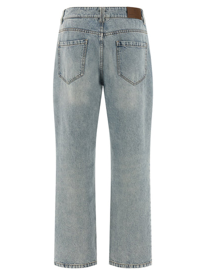 Brunello Cucinelli Monile Women's Straight Leg Relaxed Fit High Rise Cotton Denim Jeans - Light Blue