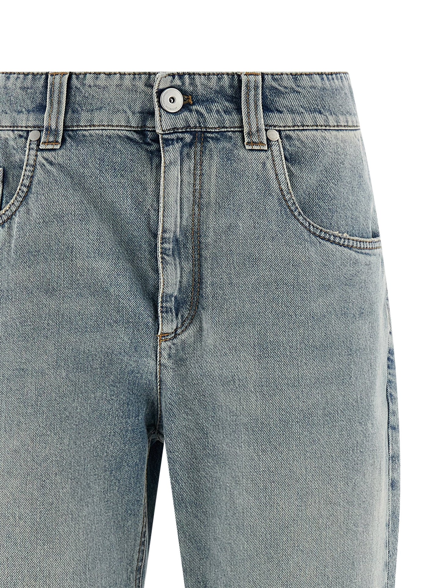 Brunello Cucinelli Monile Women's Straight Leg Relaxed Fit High Rise Cotton Denim Jeans - Light Blue