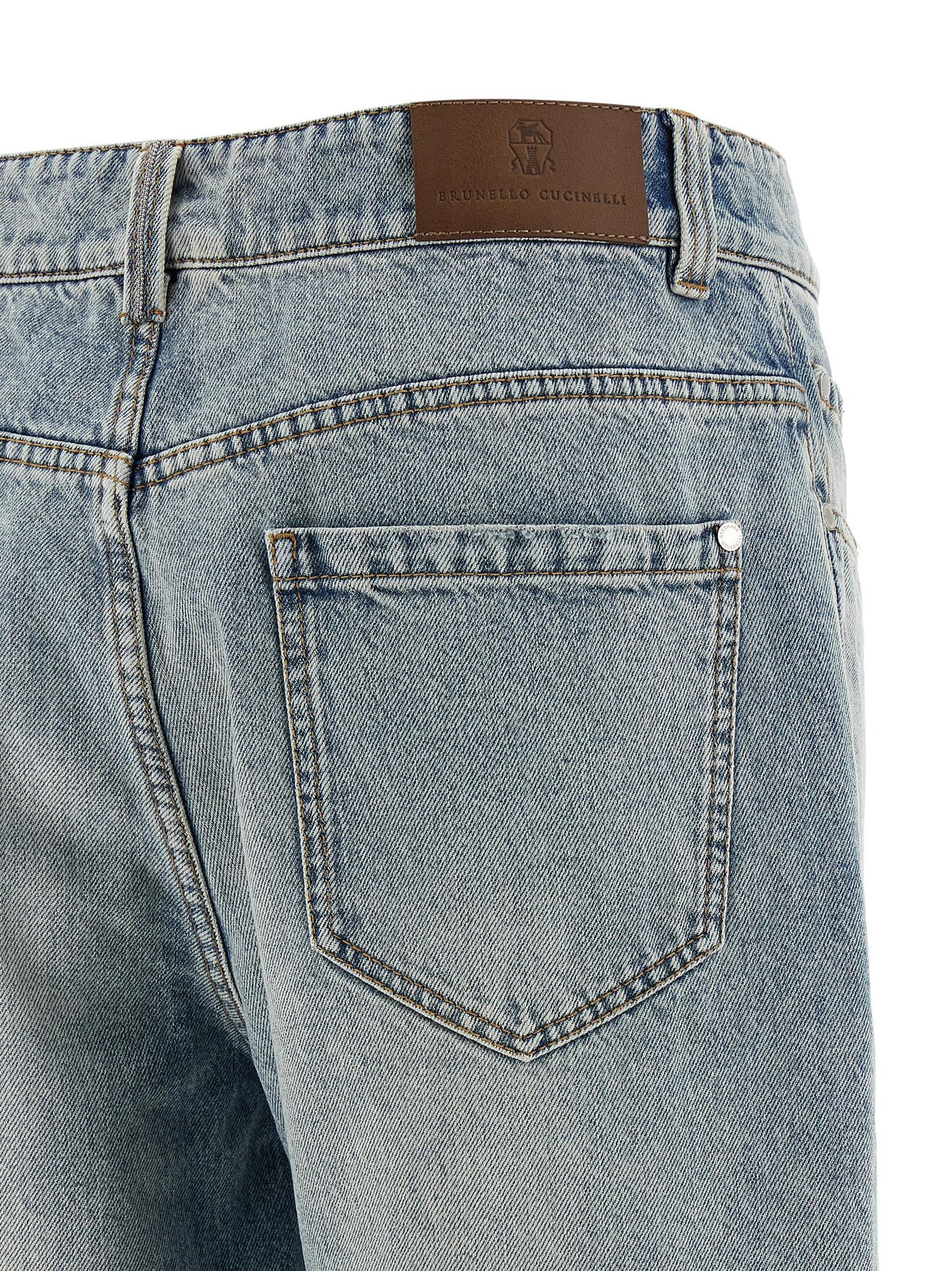 Brunello Cucinelli Monile Women's Straight Leg Relaxed Fit High Rise Cotton Denim Jeans - Light Blue
