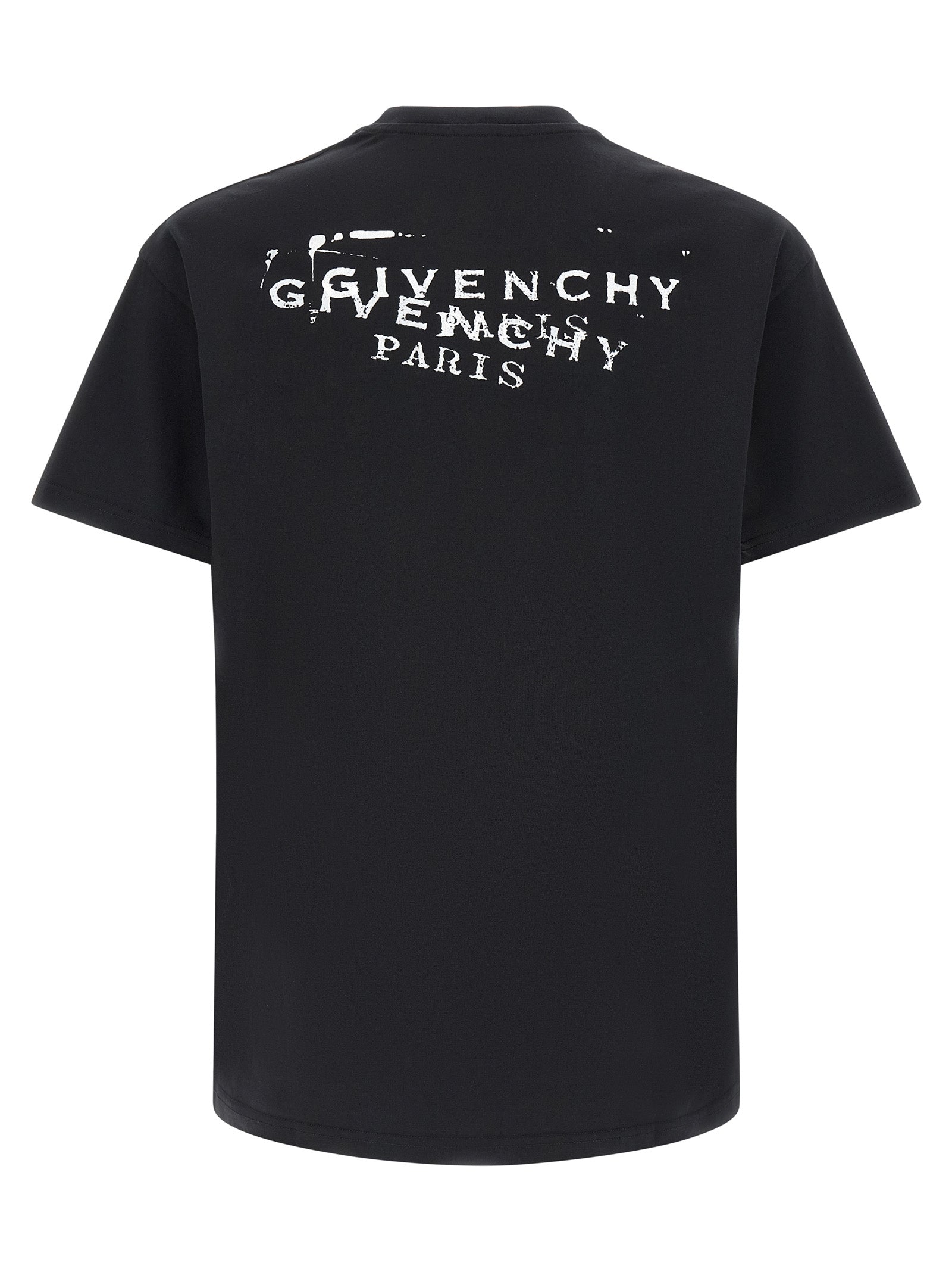 T-Shirt by Givenchy for men in cotton black & print showcases a unassuming silhouette, artfully detailed with a refined crew neckline and unassuming for a sophisticated, contemporary look.