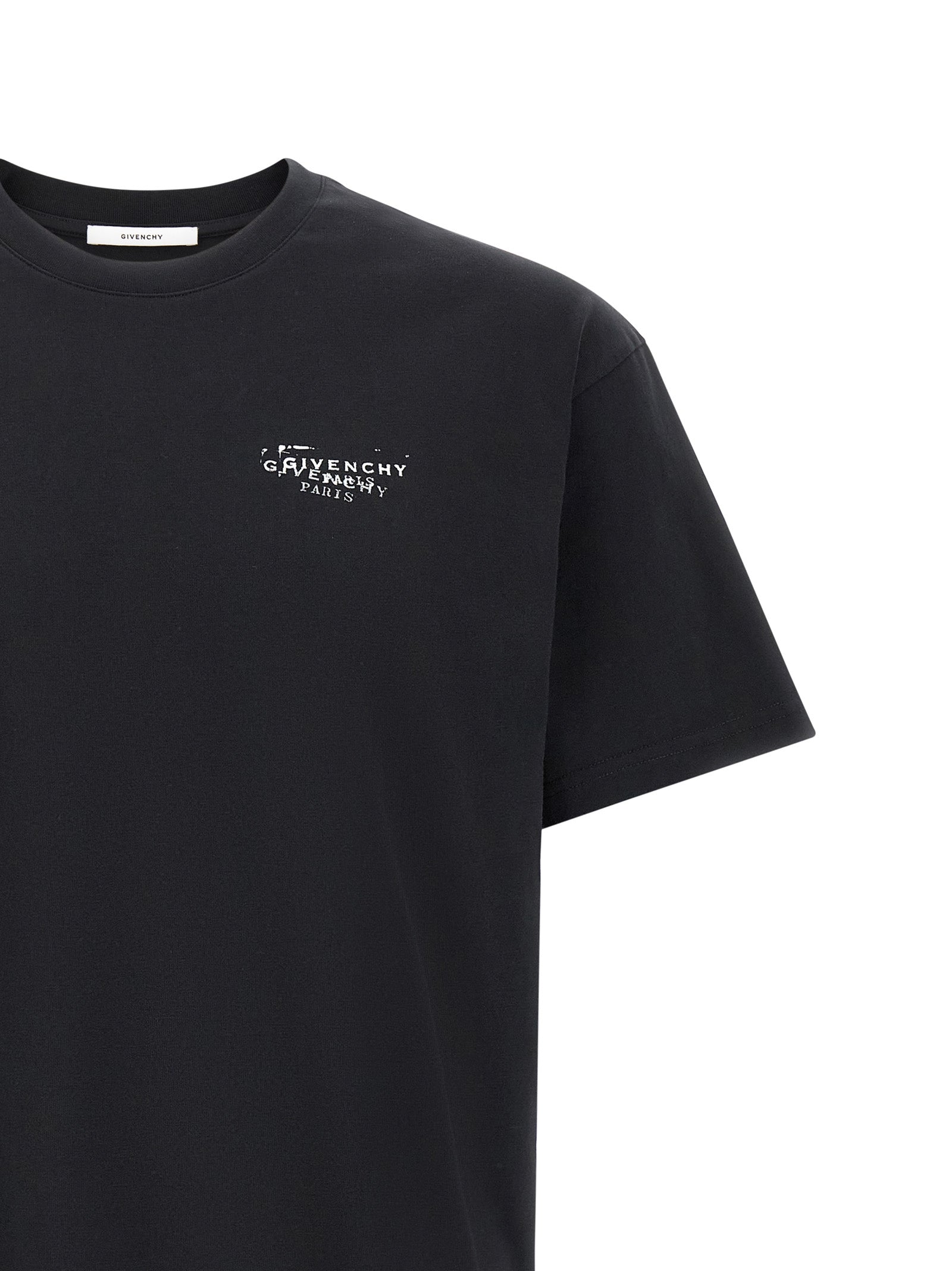 T-Shirt by Givenchy for men in cotton black & print showcases a fashionable silhouette, elegantly detailed with a fashionable and for a sophisticated, high-fashion look.