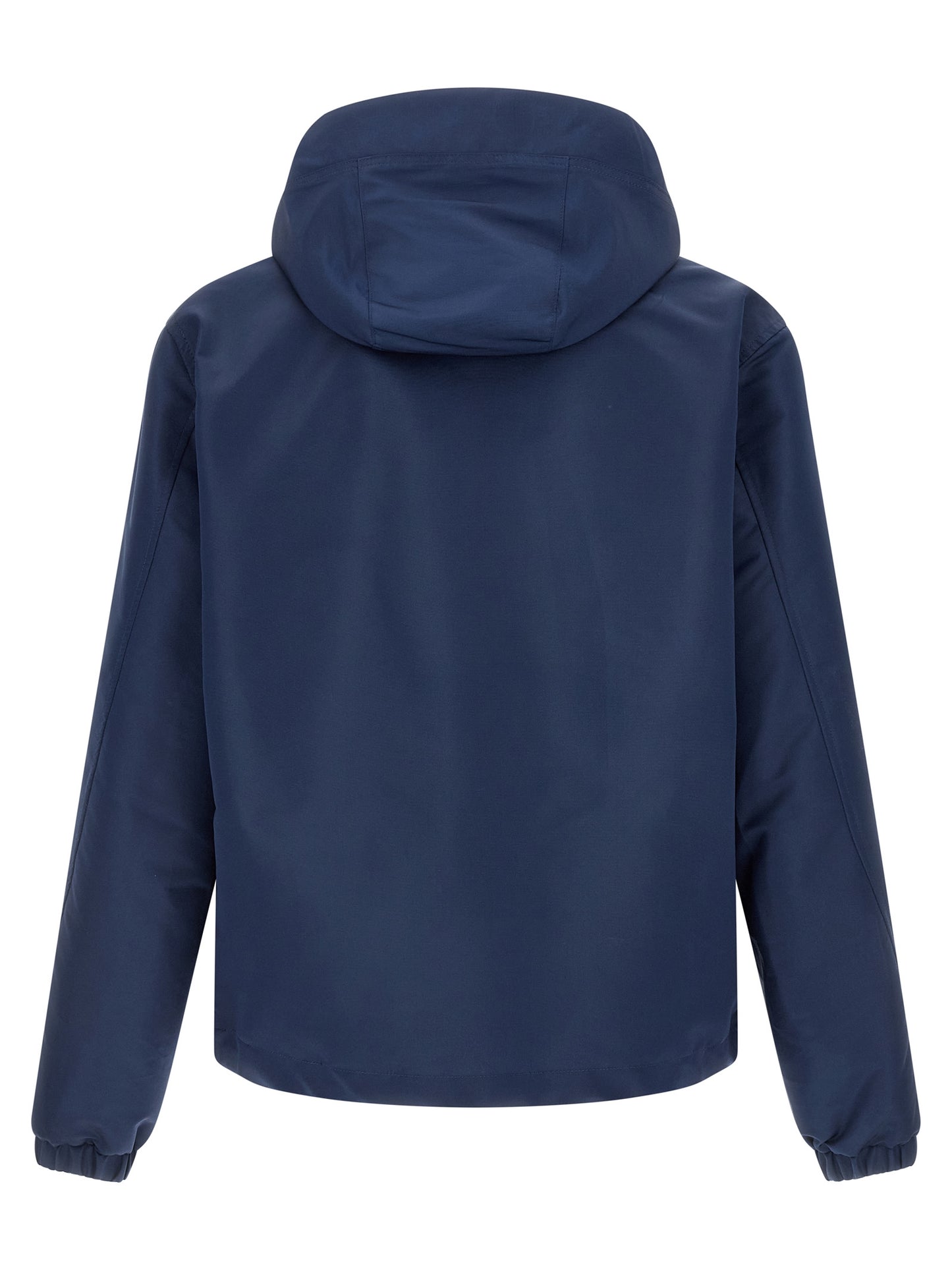 Hooded Windbreaker Jacket by Givenchy for men in polyester blue showcases a modern silhouette, integrating pockets, hooded & windproof and a modern hooded high-neck neckline for a sophisticated finish.
