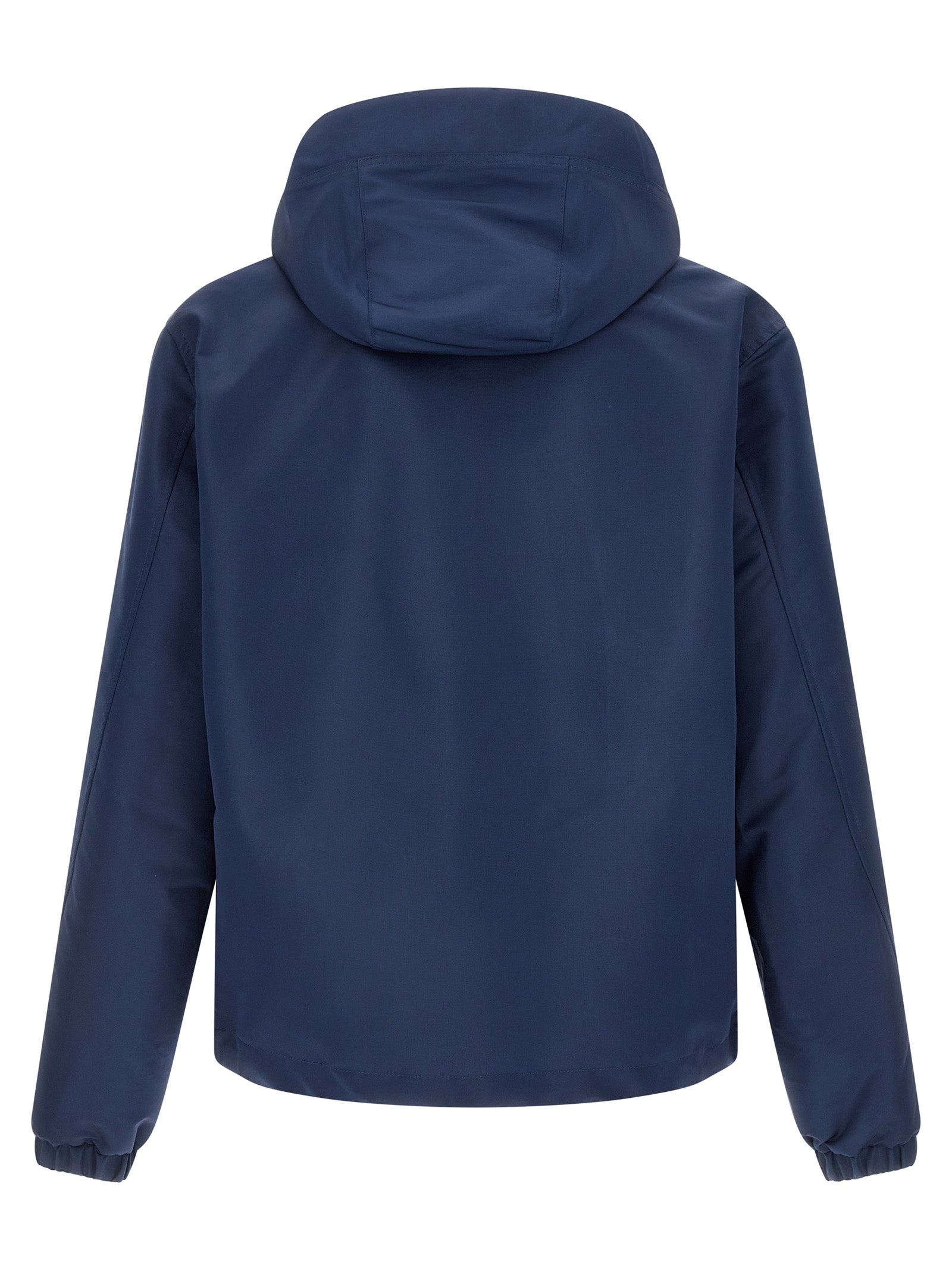 Hooded Windbreaker Jacket by Givenchy for men in polyester blue showcases a modern silhouette, integrating pockets, hooded & windproof and a modern hooded high-neck neckline for a sophisticated finish.