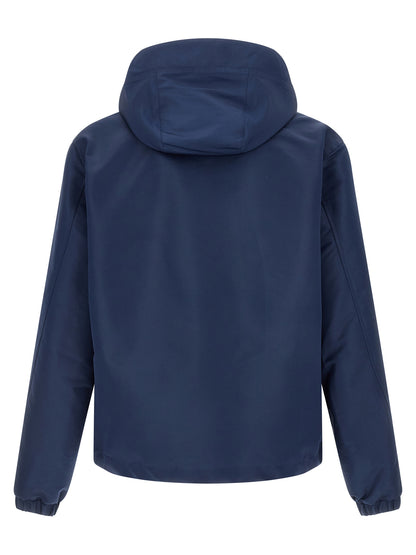 Hooded Windbreaker Jacket by Givenchy for men in polyester blue showcases a modern silhouette, integrating pockets, hooded & windproof and a modern hooded high-neck neckline for a sophisticated finish.