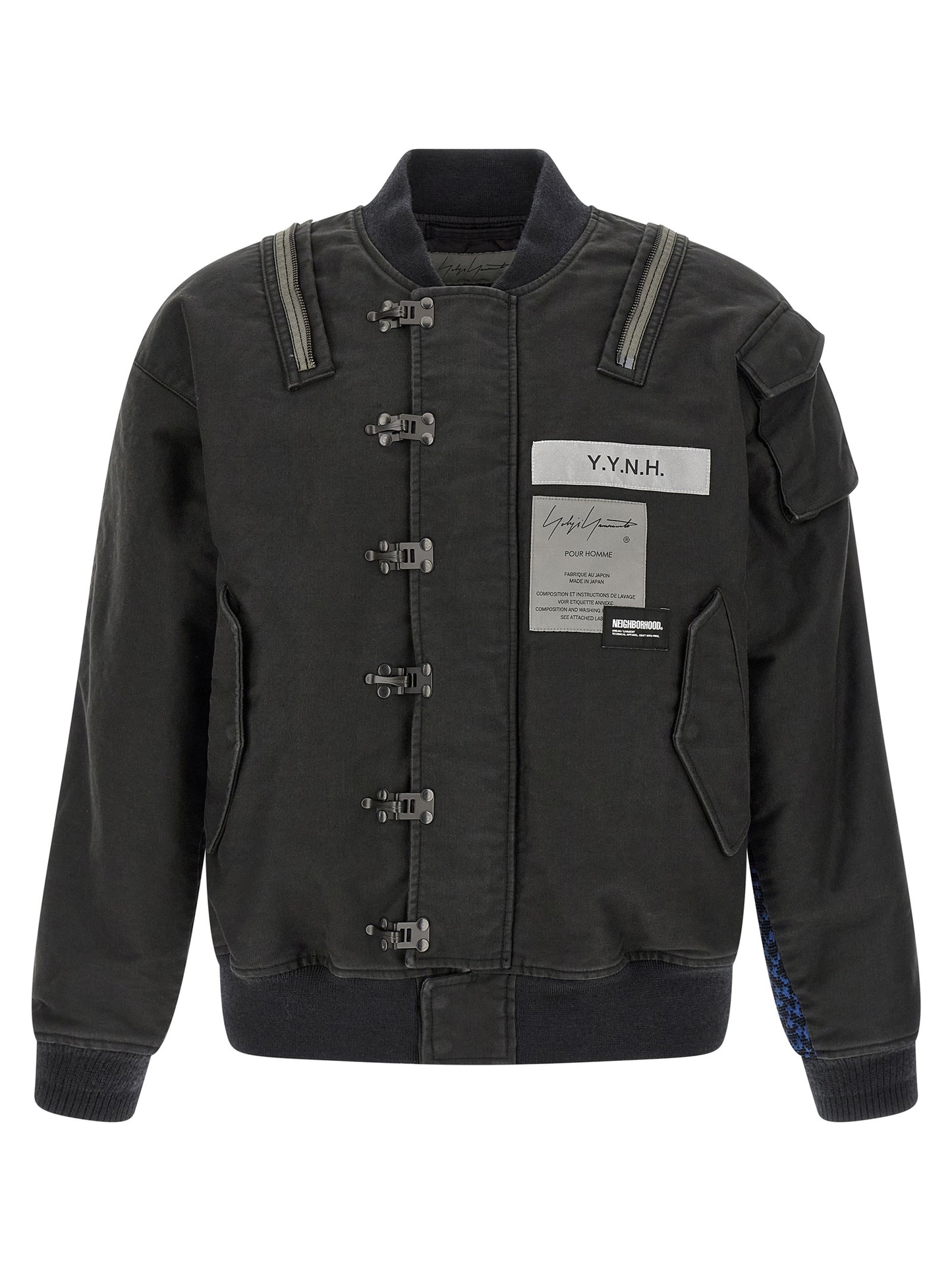 Yohji Yamamoto Men's Quilted Cotton Bomber Jacket - Black Jacquard Print