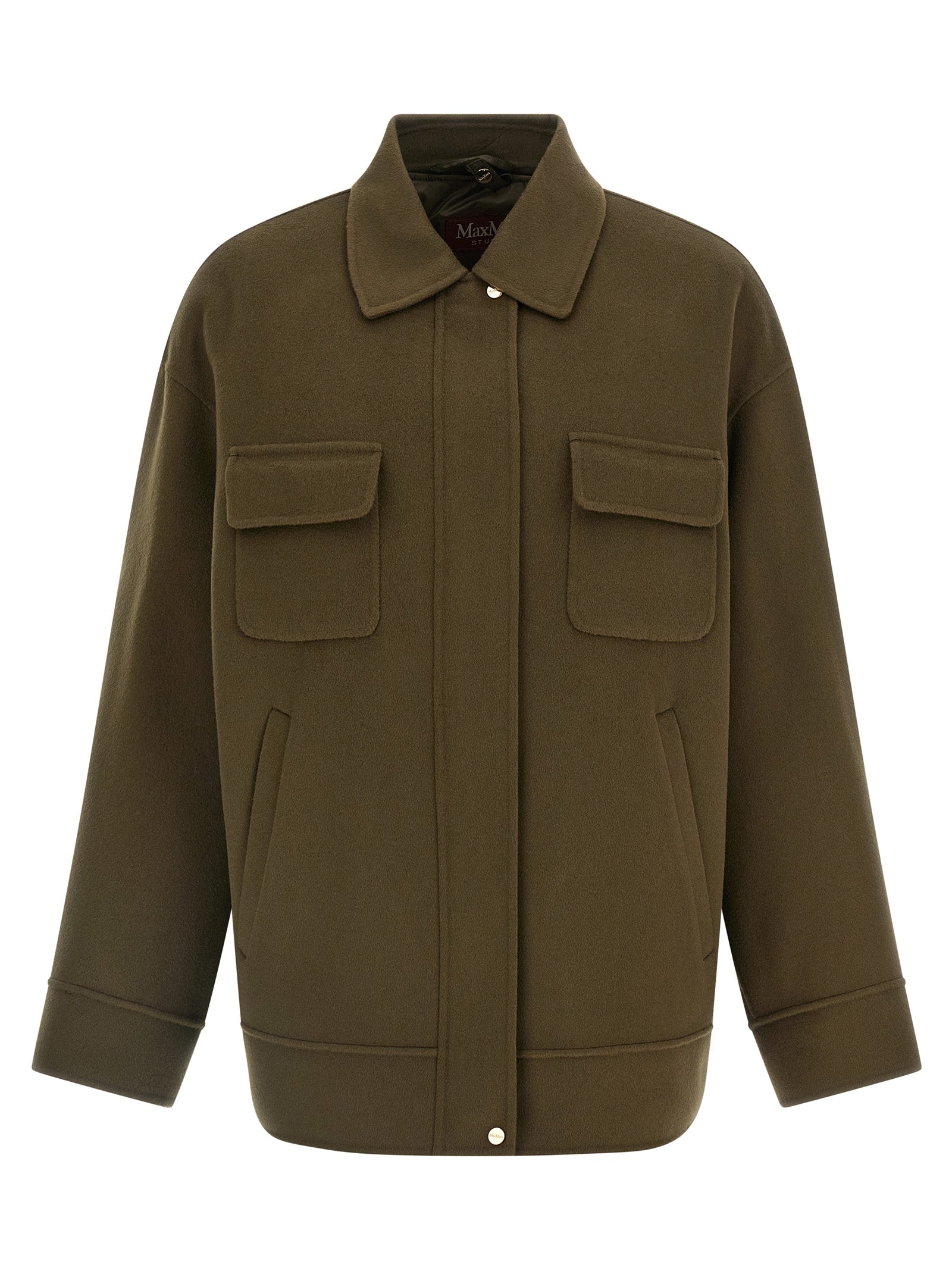 Vest by Max Mara for women in virgin wool & silk bicolour & green features a stylish silhouette, showcasing distinct pockets & insulated and a refined shirt-collar neckline for a truly stylish finish.