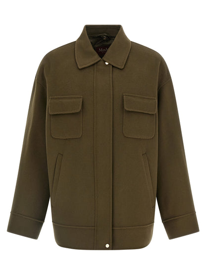 Vest by Max Mara for women in virgin wool & silk bicolour & green features a stylish silhouette, showcasing distinct pockets & insulated and a refined shirt-collar neckline for a truly stylish finish.