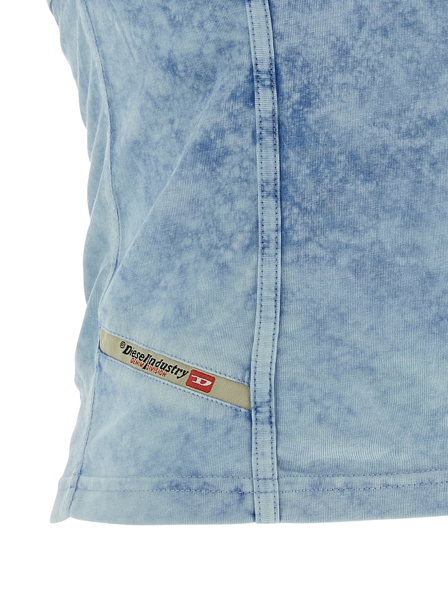 Activewear T-Shirt by Diesel for women in stretch denim cotton light-blue features an ergonomic design with , highlighting a ergonomic length and ergonomic for a high-performance look.