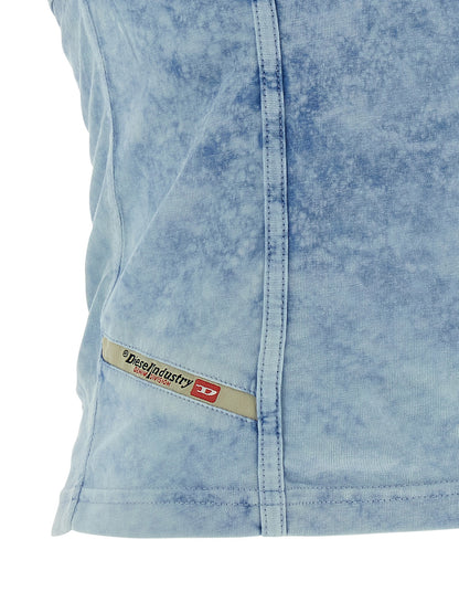 Activewear T-Shirt by Diesel for women in stretch denim cotton light-blue features an ergonomic design with , highlighting a ergonomic length and ergonomic for a high-performance look.