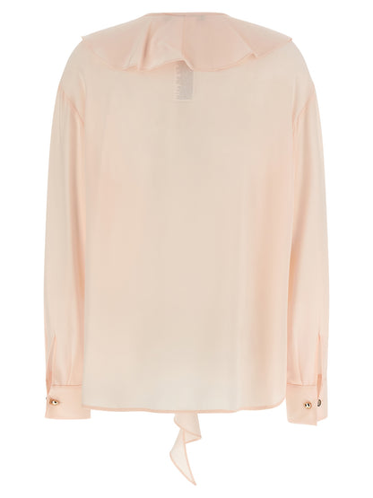 Blouse by Max Mara for women in silk multicolor, pearl, pink & patterned features an polished silhouette, showcasing a sophisticated crew neckline and detail for a truly polished finish.