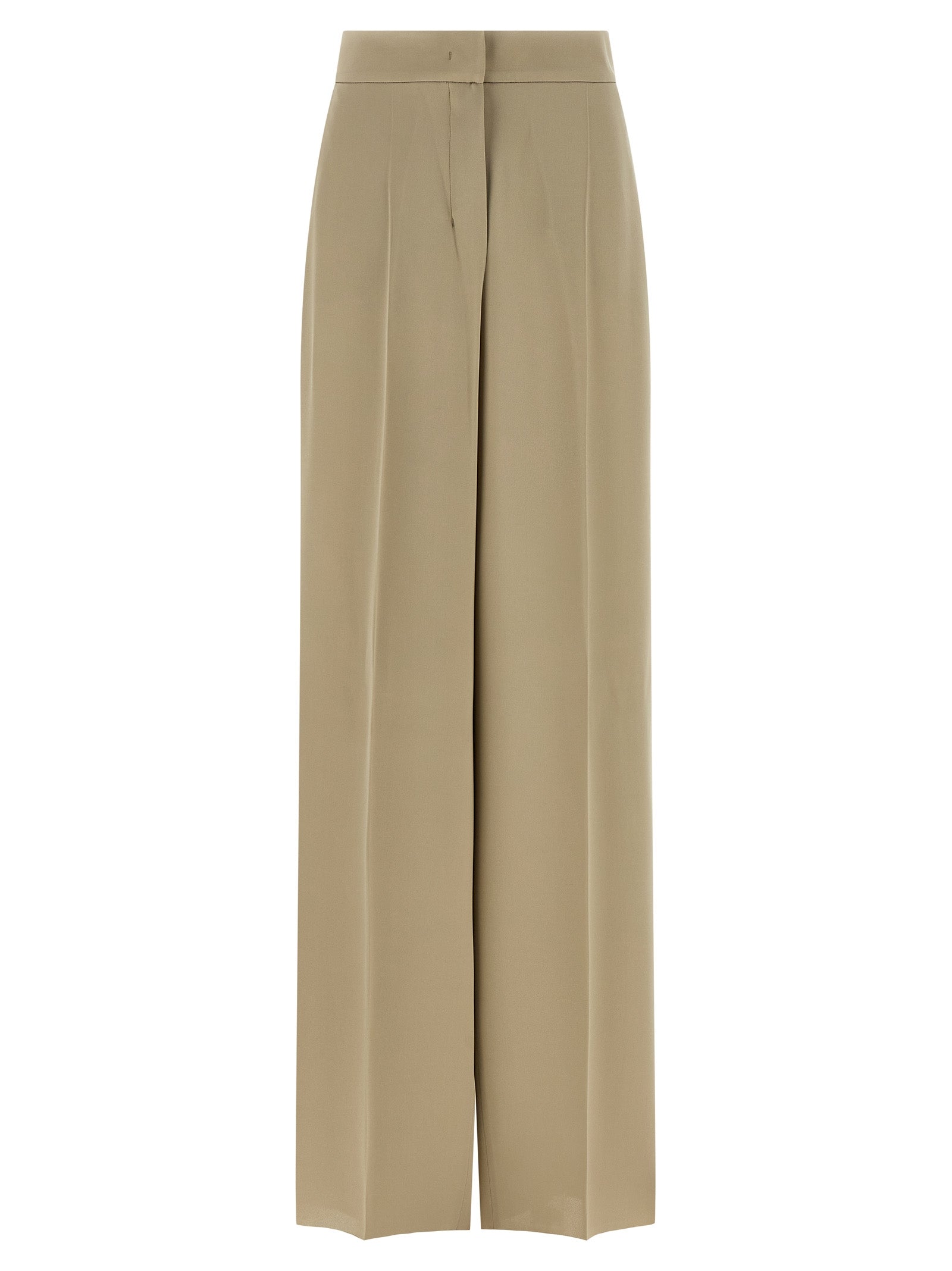 Trousers by Max Mara for women in silk beige features a tailored silhouette with a tailored wide, defined by its long and a sophisticated .