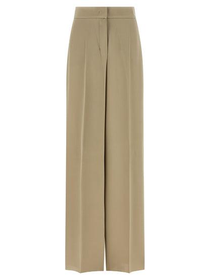 Trousers by Max Mara for women in silk beige features a tailored silhouette with a tailored wide, defined by its long and a sophisticated .