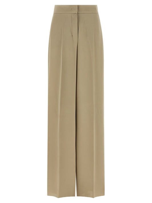 Trousers by Max Mara for women in silk beige features a tailored silhouette with a tailored wide, defined by its long and a sophisticated .