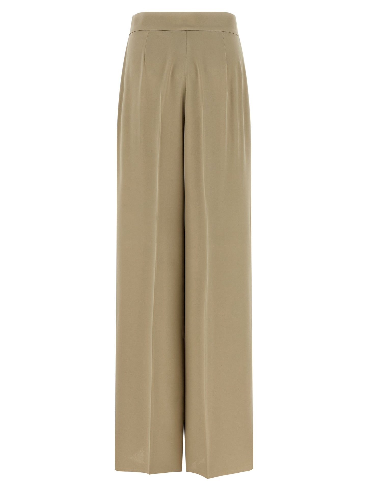 Trousers by Max Mara for women in silk beige presents a perennial silhouette, meticulously tailored with a wide cut, long finish, and an elegant .