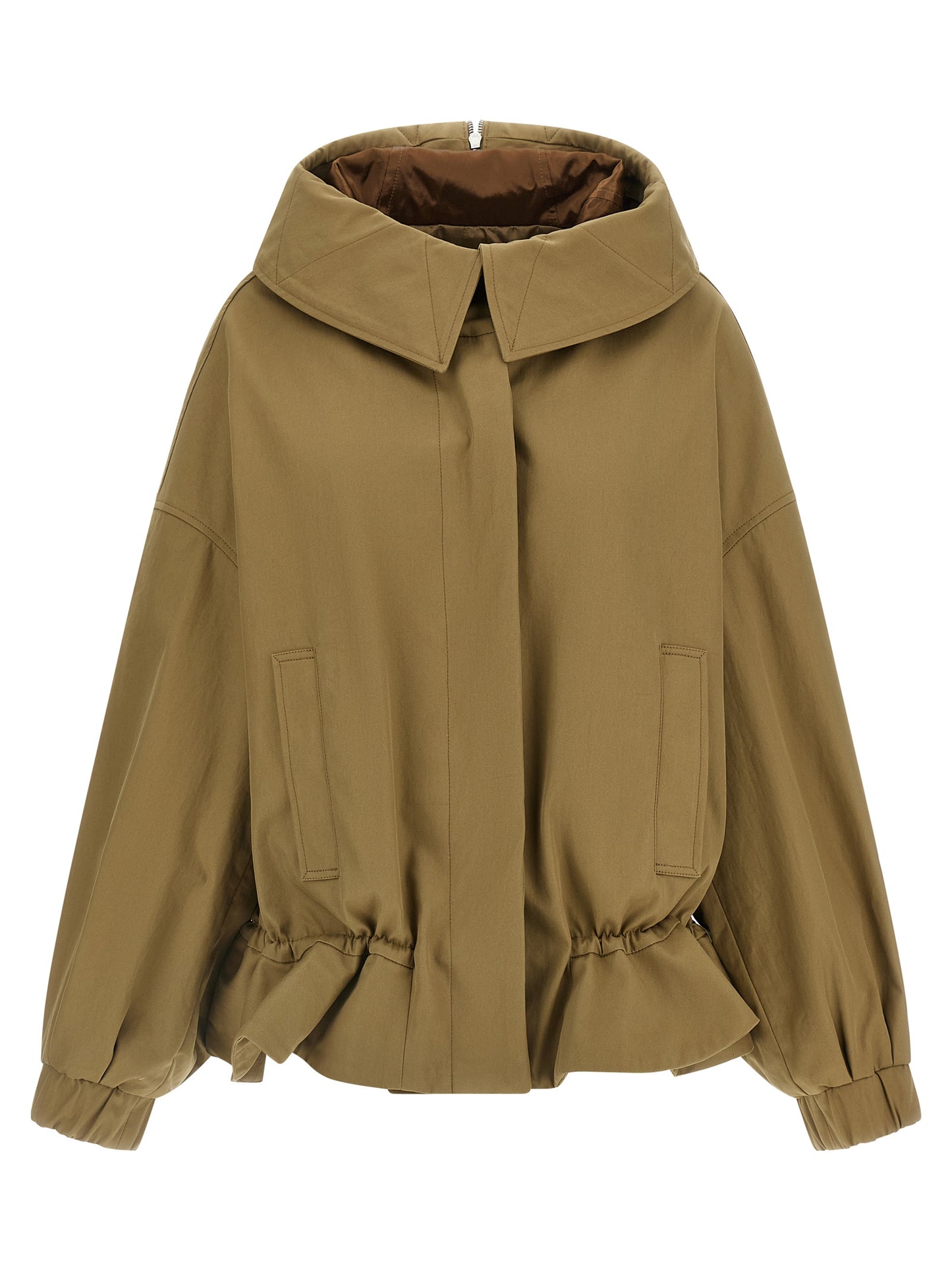 Windbreaker Jacket by Dries Van Noten for women in satin cotton canvas beige showcases a urban chic silhouette, detailed with a urban chic and functional windproof for a polished finish.
