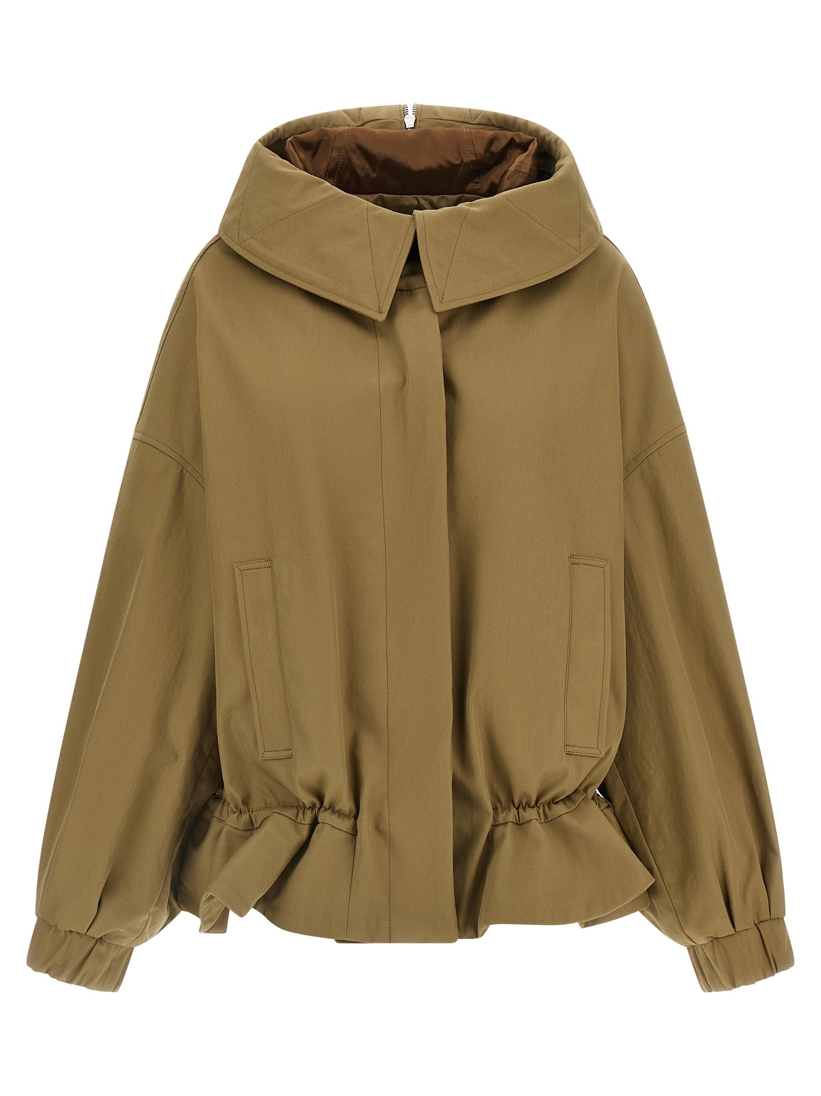 Windbreaker Jacket by Dries Van Noten for women in satin cotton canvas beige showcases a urban chic silhouette, detailed with a urban chic and functional windproof for a polished finish.