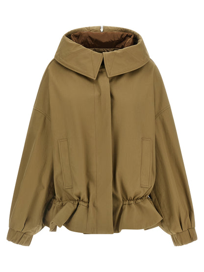 Windbreaker Jacket by Dries Van Noten for women in satin cotton canvas beige showcases a urban chic silhouette, detailed with a urban chic and functional windproof for a polished finish.
