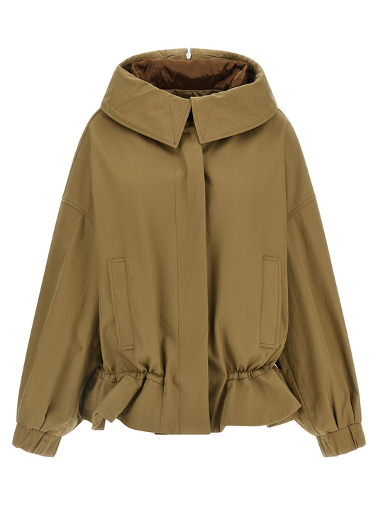 Windbreaker Jacket by Dries Van Noten for women in satin cotton canvas beige showcases a urban chic silhouette, detailed with a urban chic and functional windproof for a polished finish.