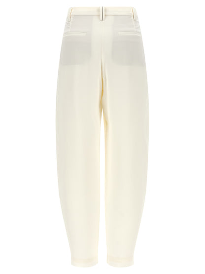 Casual Pants by Brunello Cucinelli for women in viscose linen twill beige features an refined tailoring silhouette, showcasing a premium straight & relaxed-fit with a and long cut for a refined tailoring look.