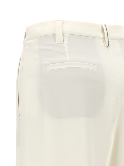 Casual Pants by Brunello Cucinelli for women in viscose linen twill beige presents a refined pantology silhouette, artfully defined by a refined pantology straight & relaxed-fit, long, and a sophisticated .