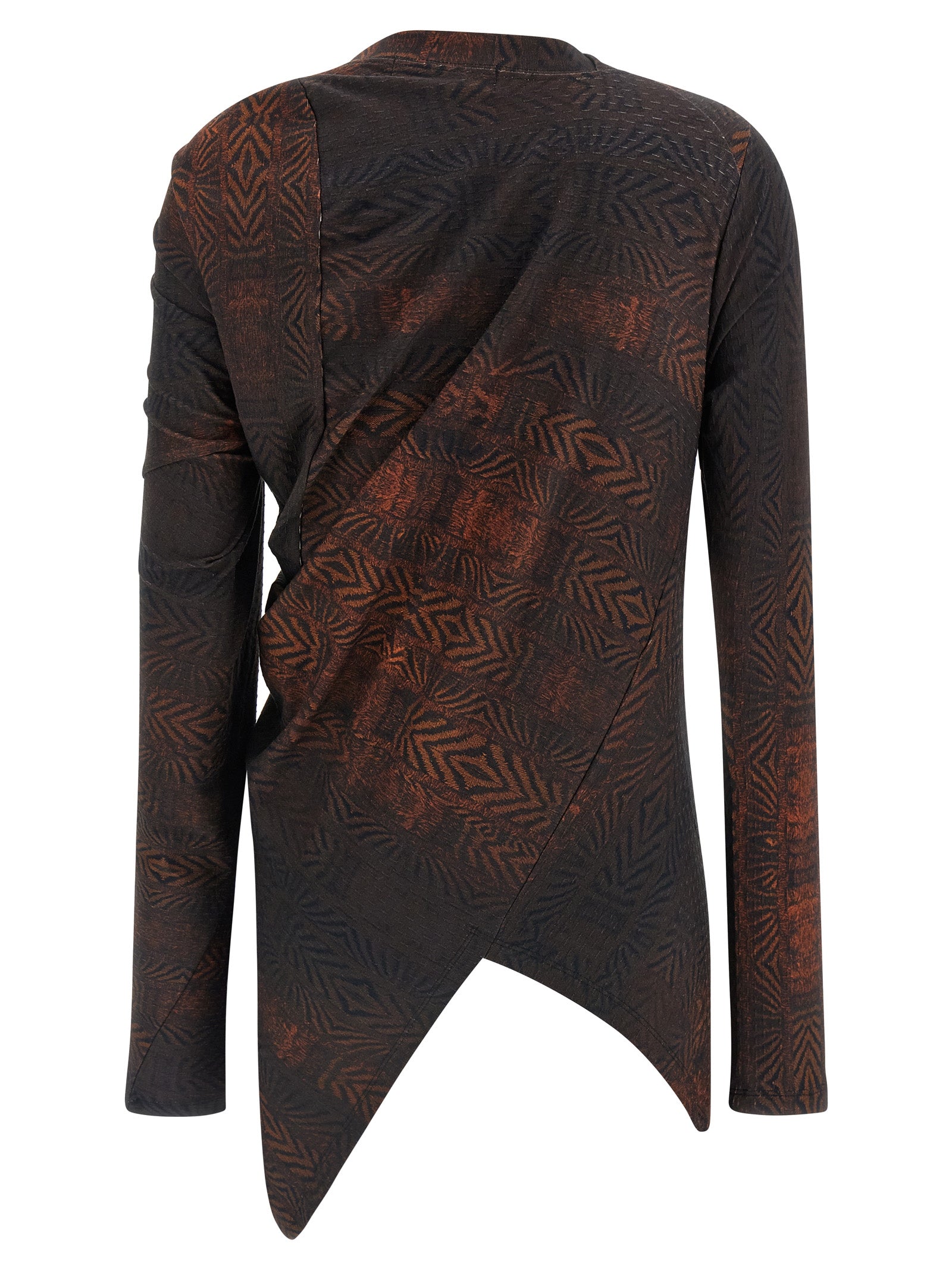 Shirt by Kiko Kostadinov for women in cotton & feathers brown, patterned & print, featuring a nuanced and nuanced round neckline for a sophisticated finish.