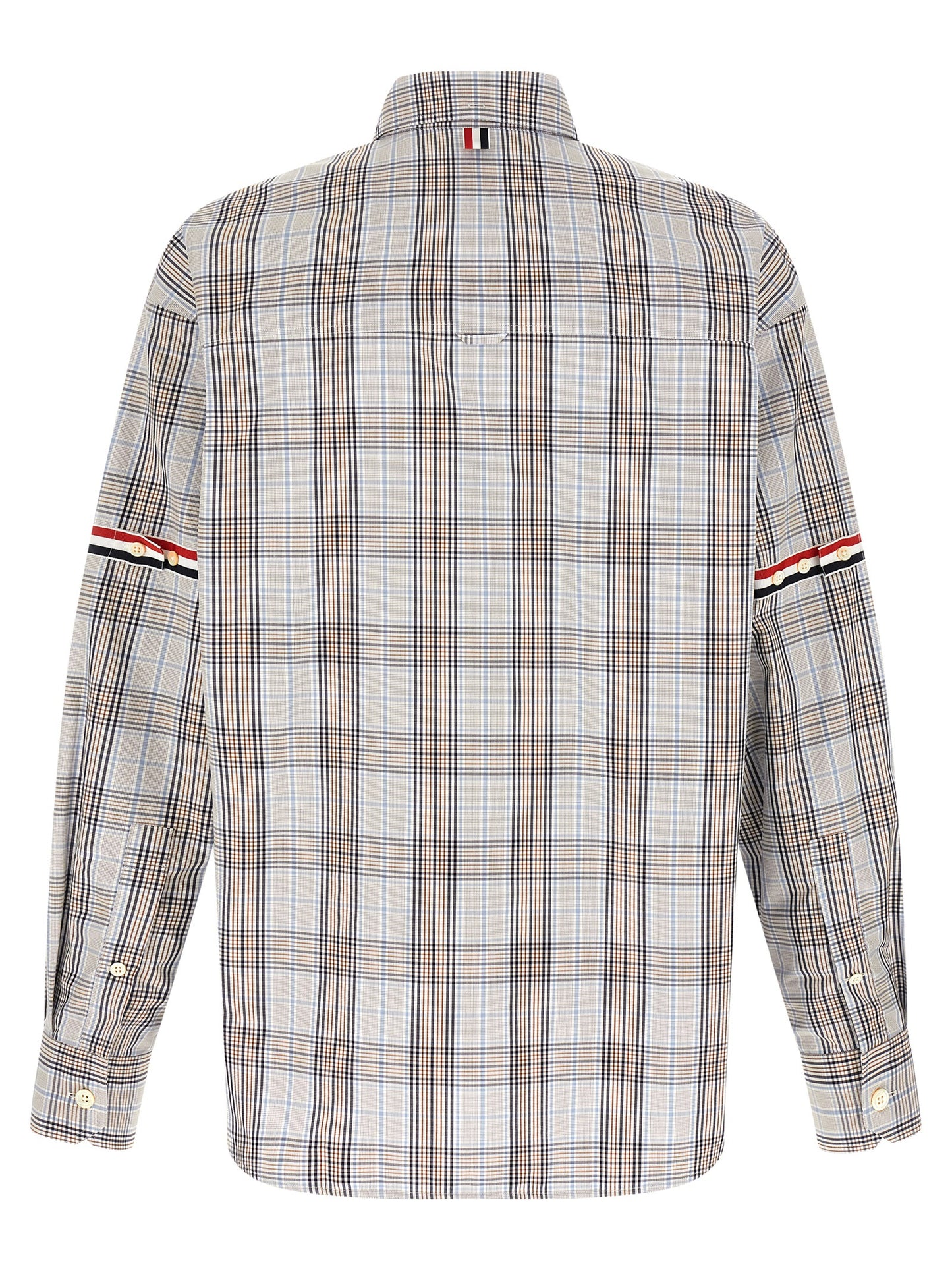 Shirt by Thom Browne for men in cotton multicolor & plaid showcases a sleek silhouette, elegantly detailed with a sleek and for a sleek finish.