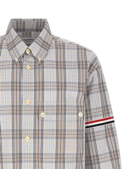 Shirt by Thom Browne for men in cotton multicolor & plaid features an polished silhouette, showcasing a sophisticated and detail for a truly polished finish.