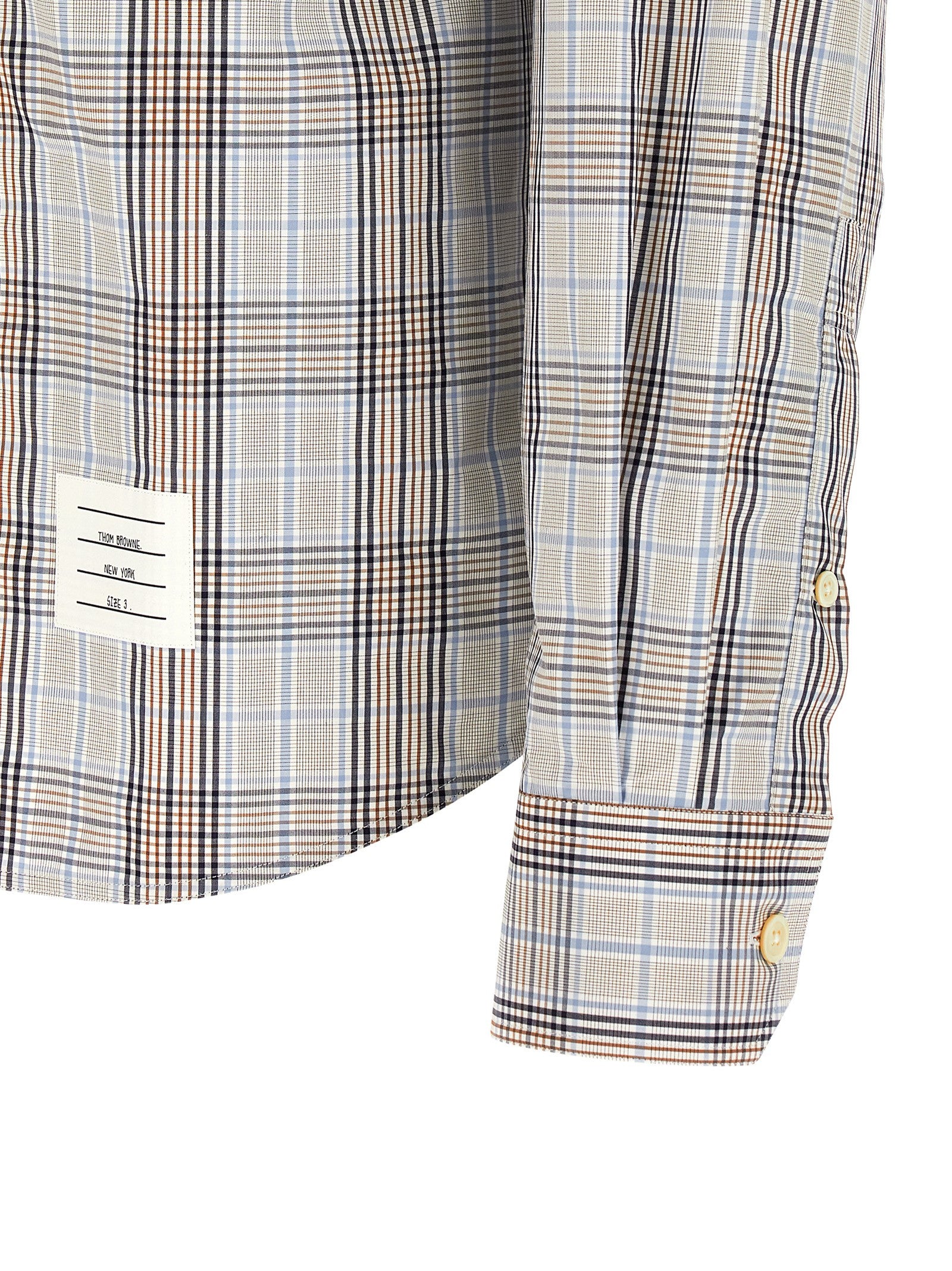 Shirt by Thom Browne for men in cotton multicolor & plaid, featuring a nuanced and nuanced for a sophisticated finish.