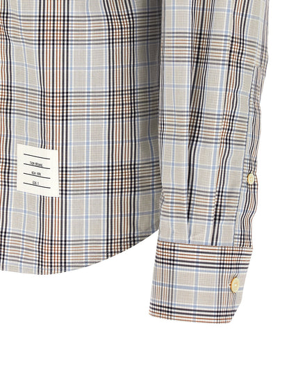 Shirt by Thom Browne for men in cotton multicolor & plaid, featuring a nuanced and nuanced for a sophisticated finish.