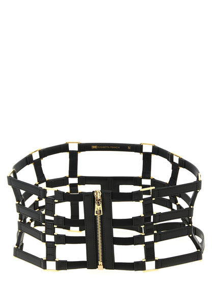 Belt by Elisabetta Franchi for women in polyethylene polyurethane leather black features a versatile silhouette, artfully showcasing the versatile design of the Polyethylene Polyurethane leather Belt for a sophisticated, premium finish.