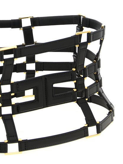 Belt by Elisabetta Franchi for women in polyethylene polyurethane leather black features a bohemian chic silhouette, showcasing the bohemian chic Polyethylene Polyurethane leather Belt design with a sophisticated bohemian chic finish.