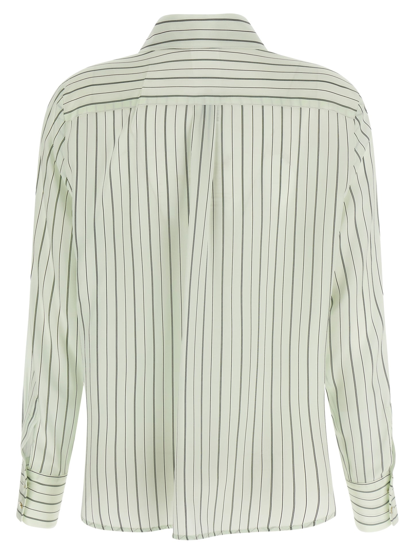Blouse by Max Mara for women in silk crepe bicolour, green, print & striped showcases a sleek silhouette, elegantly detailed with a sleek and for a sleek finish.