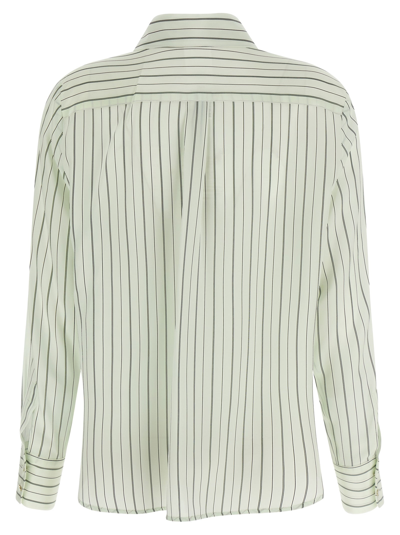 Blouse by Max Mara for women in silk crepe bicolour, green, print & striped showcases a sleek silhouette, elegantly detailed with a sleek and for a sleek finish.