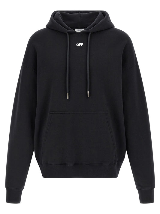 Sweatshirt Hoodie by Off-White for men in cotton black, white & print features an luminous silhouette, showcasing a sophisticated hooded neckline and for a truly luminous look.