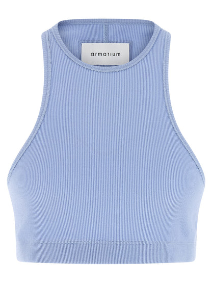 T-Shirt by Armarium for women in cotton light-blue features an edgy silhouette, meticulously detailed with a sophisticated and round neckline for a truly edgy finish.