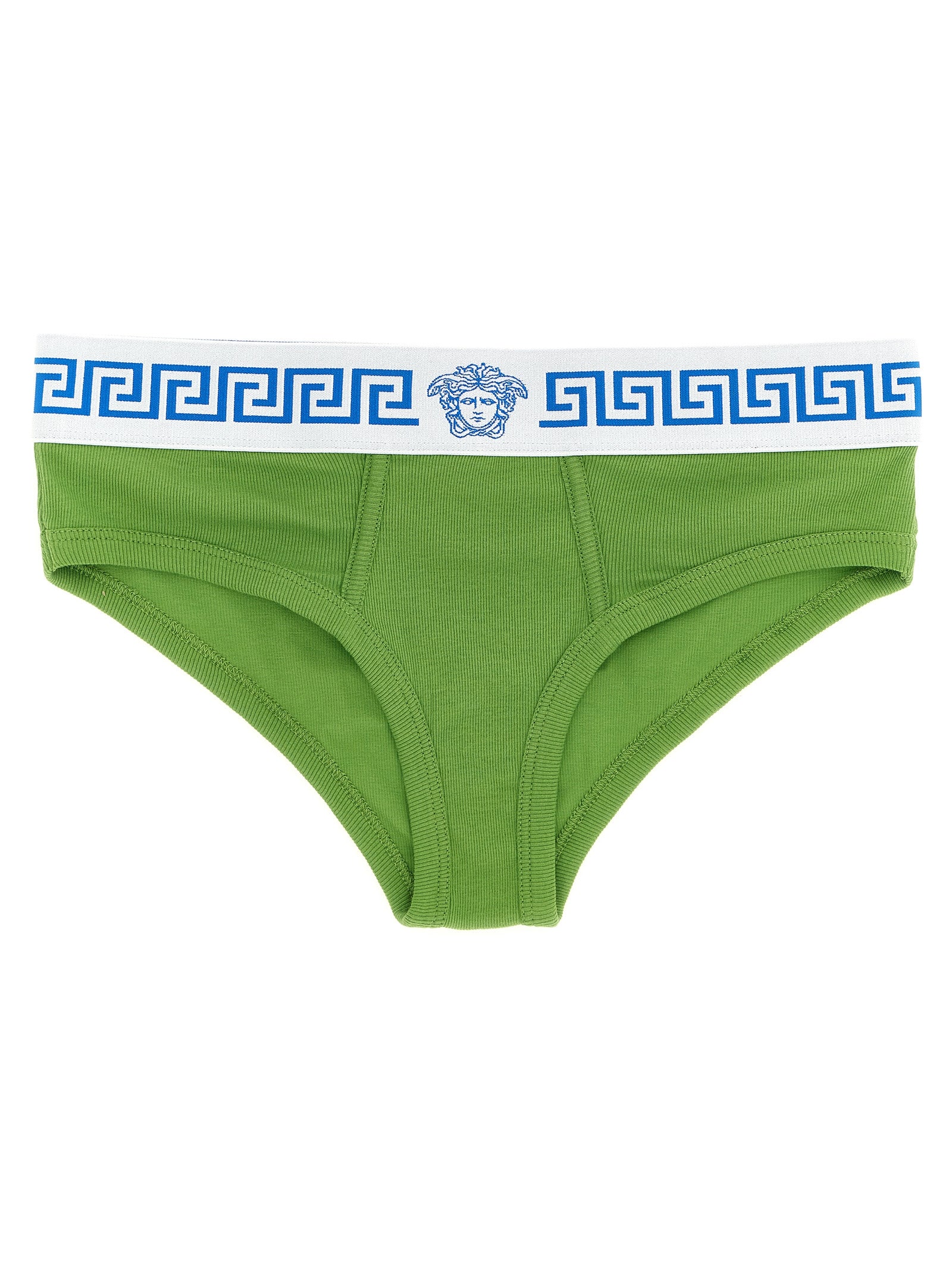 Underpants Briefs by Versace for women in stretch cotton bicolour, green, patterned & jacquard features an chic silhouette from the Medusa Women's Stretch Cotton Underpants Briefs collection, showcasing a chic fit and sophisticated style for an elevated look.