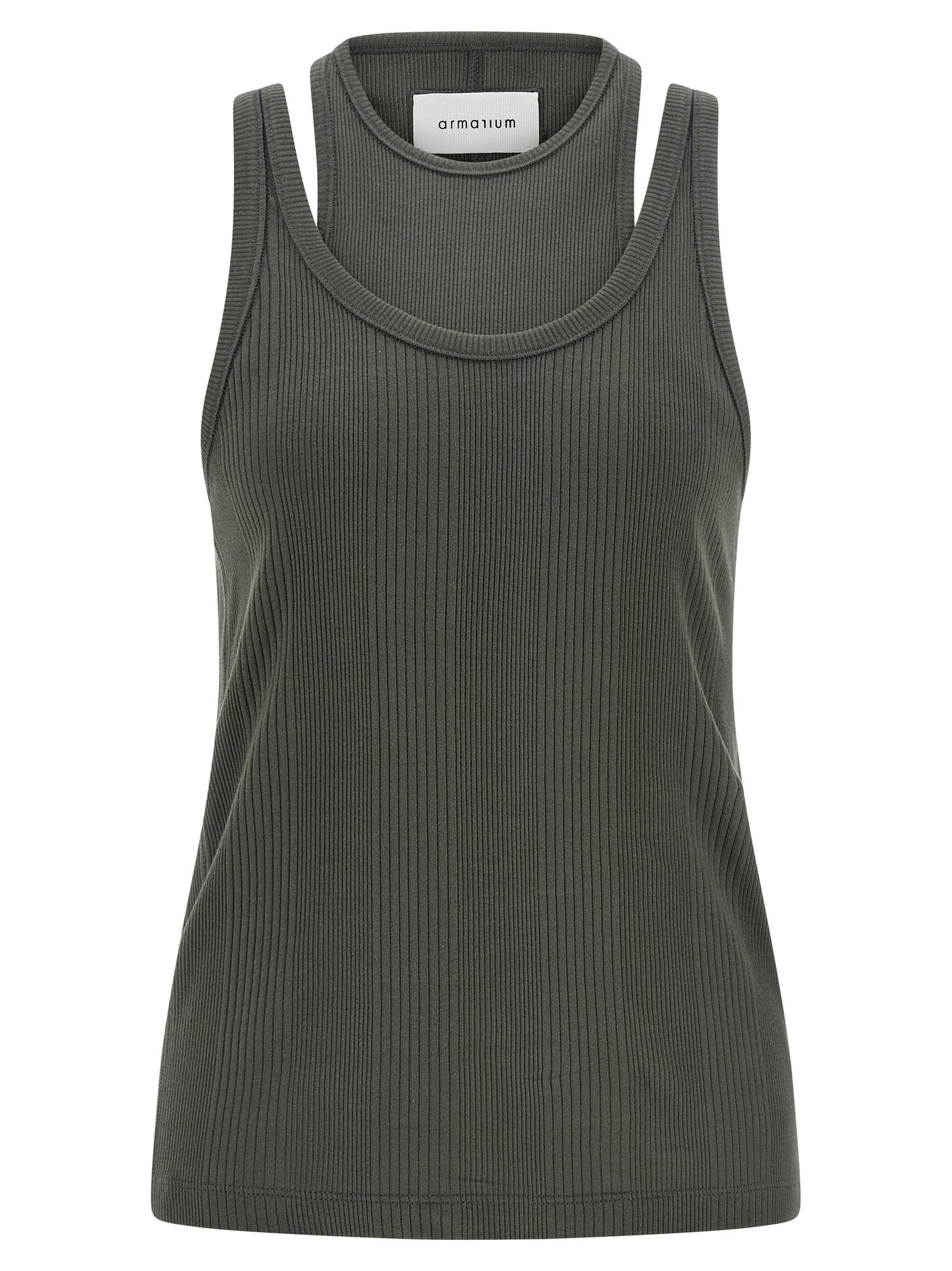 Tank Top by Armarium for women in cotton gray features an bespeak silhouette, showcasing an bespeak sleeveless and bespeak round neckline for a truly sophisticated look.