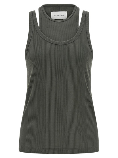Tank Top by Armarium for women in cotton gray features an bespeak silhouette, showcasing an bespeak sleeveless and bespeak round neckline for a truly sophisticated look.