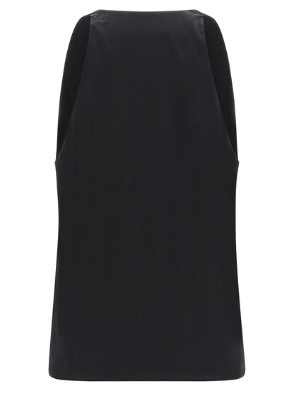 Tank Top by Armarium for women in silk satin black & transparent showcases a perennial silhouette, artfully detailed with a design and a perennial .