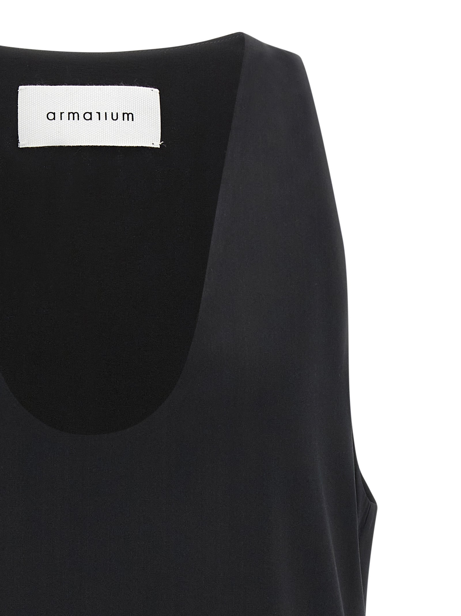 Tank Top by Armarium for women in silk satin black & transparent showcases a sublime silhouette, with and details for a sublime finish.